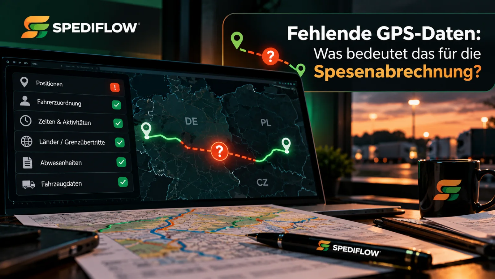 Unterbrochene GPS-Route als Datenlücke bei der automatisierten Spesenabrechnung