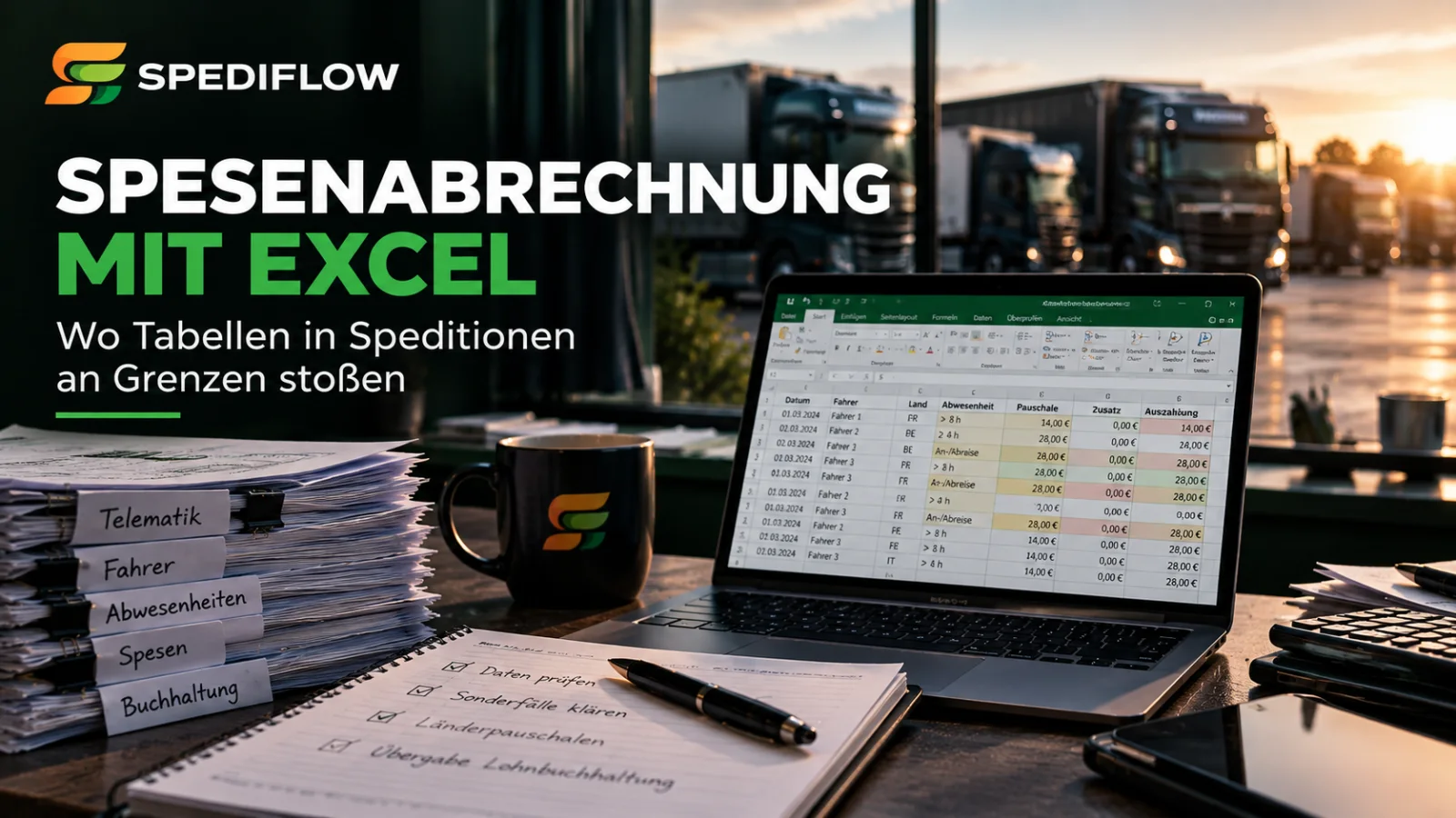 Spesenabrechnung mit Excel in einer Spedition mit verschiedenen Datenquellen und manuellen Arbeitsschritten