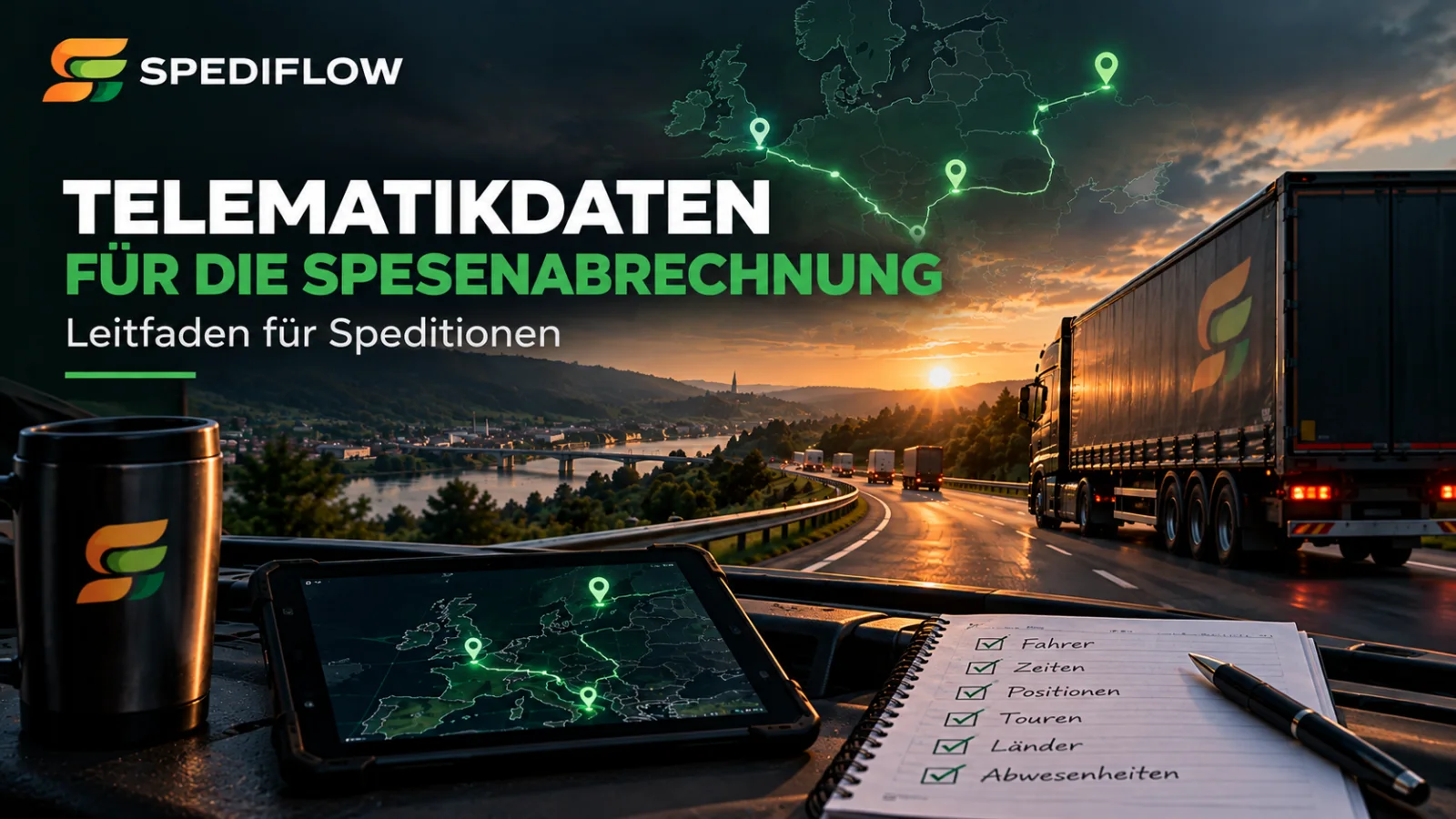 Telematikdaten für die Spesenabrechnung mit Lkw, Positionsdaten, Tourverlauf und Fahrerzuordnung